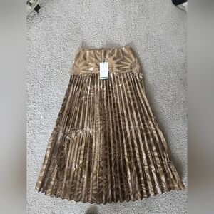 Scotch and Soda Gold A-Line Pleated Skirt